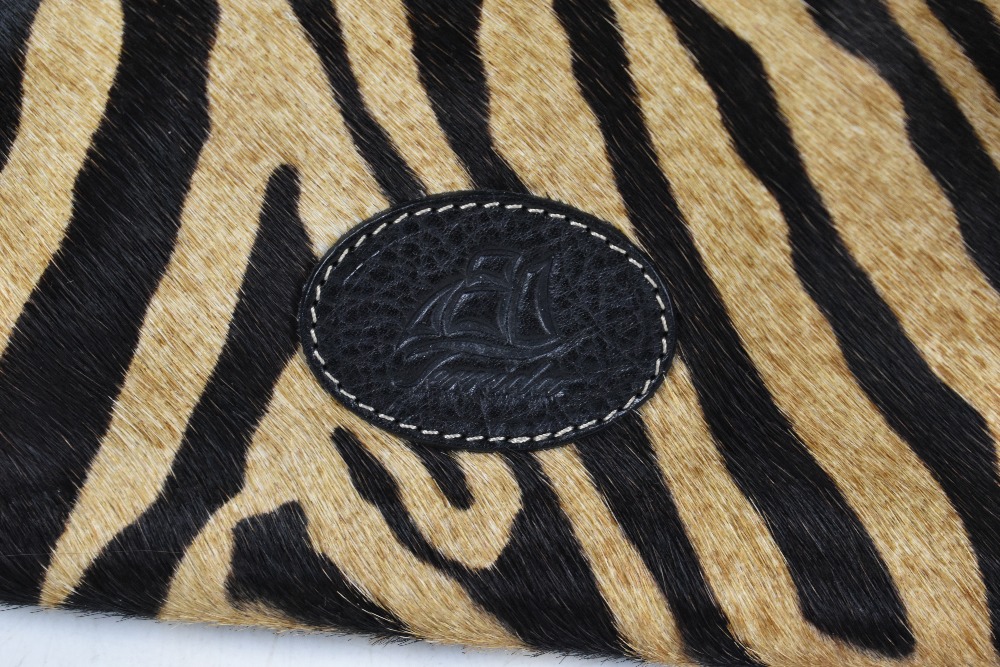 TERRIDA; a 'Tangaroa' black leather and zebra print calf hair large overnight bag with top handles - Image 2 of 3