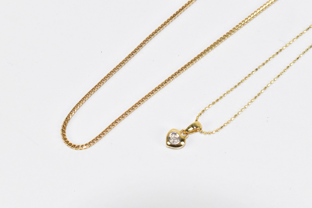 An 18ct yellow gold foxtail chain, length 38cm, approx. 5g, and an 18ct yellow gold fine link - Image 2 of 2