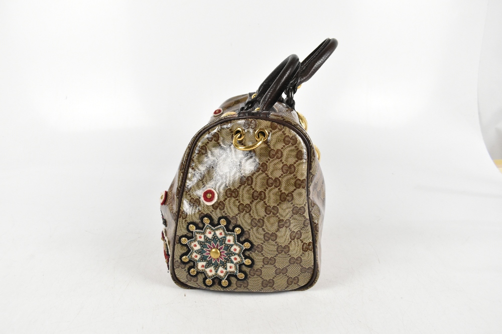 GUCCI; a Babouska Boston Hysteria GG crystal coated canvas monogram handbag, with 'Fable' - Image 2 of 6