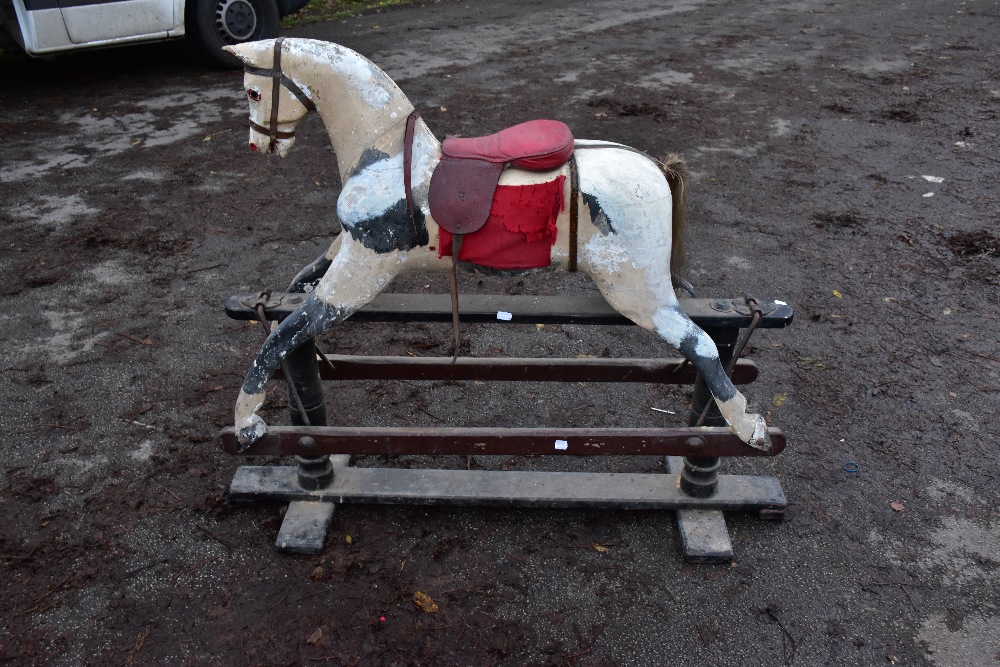 A painted rocking horse for restoration, length of stand approx 117cm. - Image 4 of 4