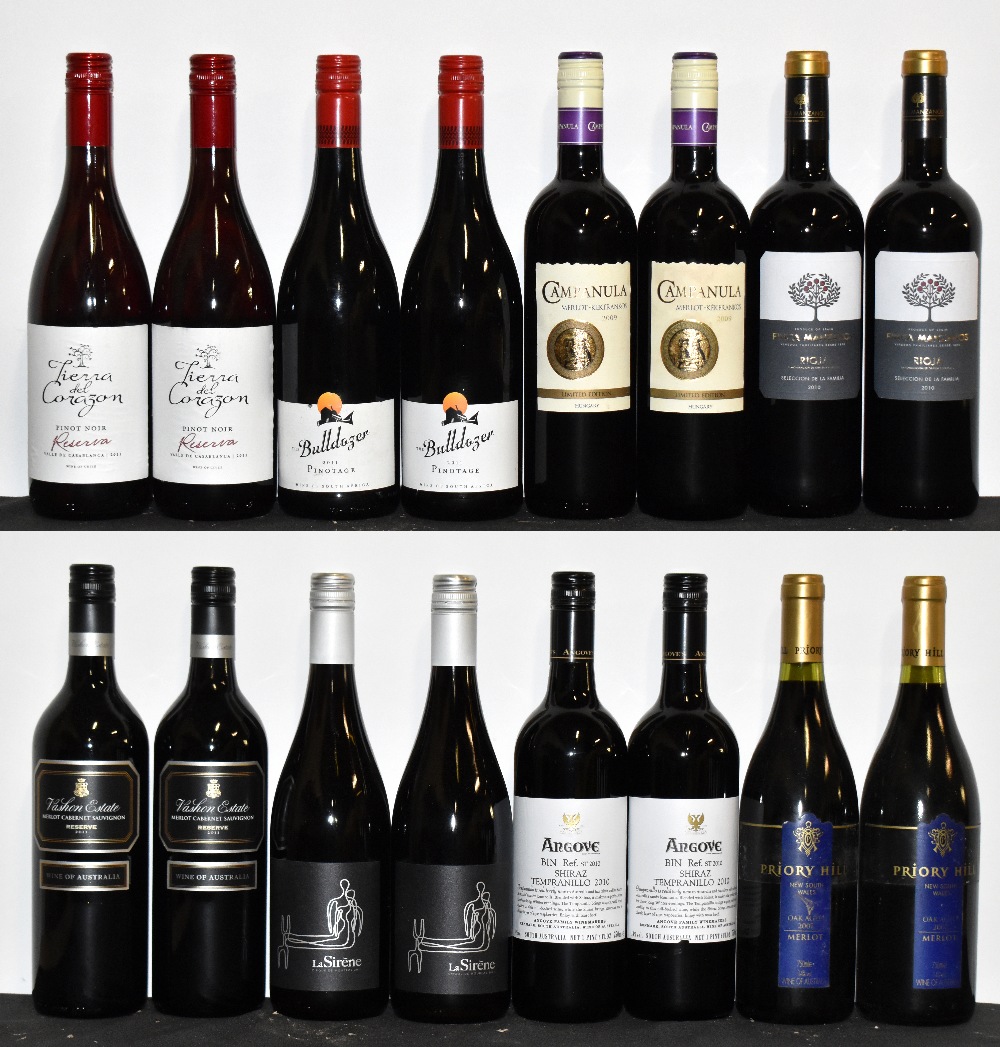 RED WINE; sixteen assorted bottles, eight pairs including Vashon Estate Merlot Cabernet Sauvignon