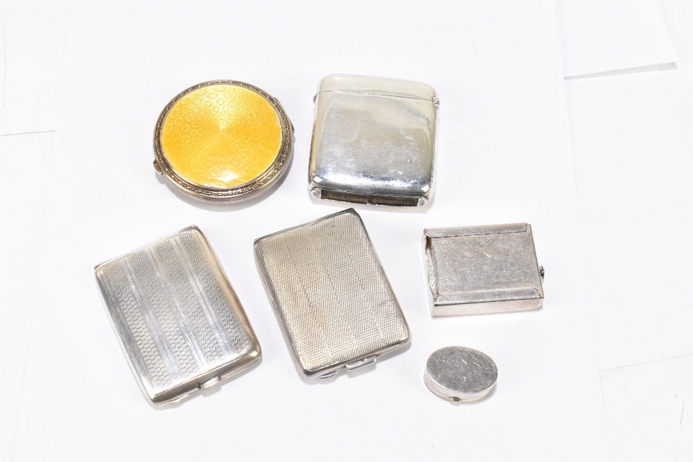 A group of small silver comprising a George V hallmarked silver and yellow/orange enamel decorated - Image 2 of 2