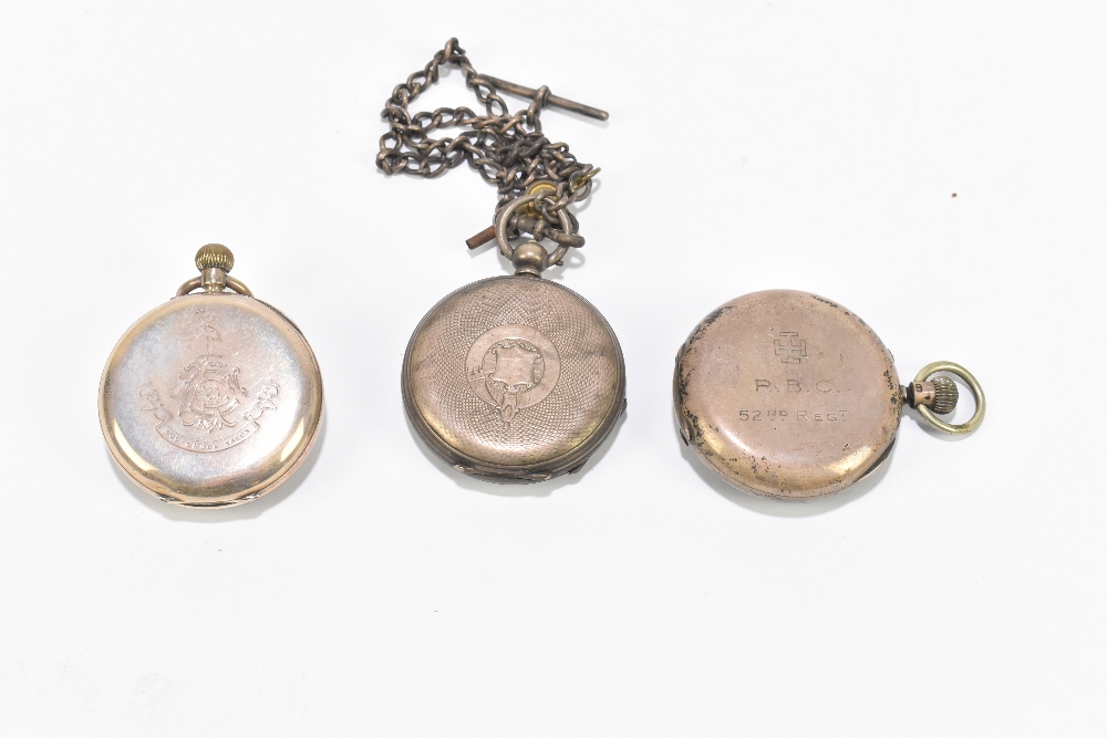 A Edward VII hallmarked silver half hunter crown wind pocket watch, the enamel dial set with Roman - Image 2 of 5