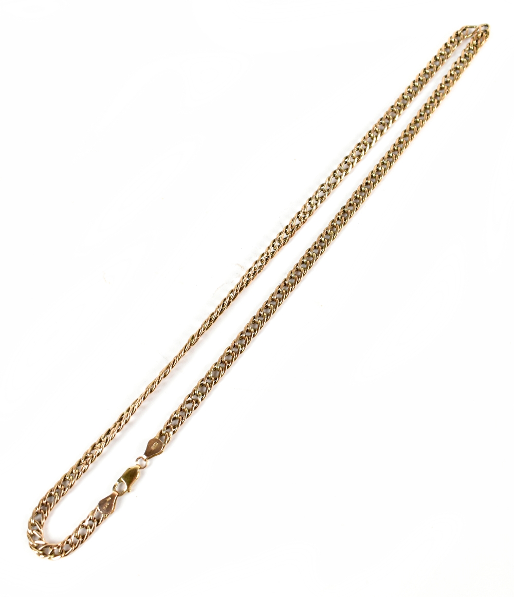 A 9ct rose gold curb link necklace (af), approximately 8.7g. Additional InformationThe chain has