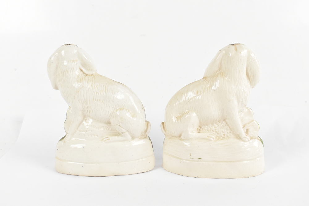 A pair of Victorian Staffordshire flatback rabbit figures, height 15cm.Additional InformationOne has - Image 3 of 4