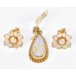 A pair of 14ct yellow gold and pearl floral cluster earrings, approx. 2.3g, and a 9ct yellow gold