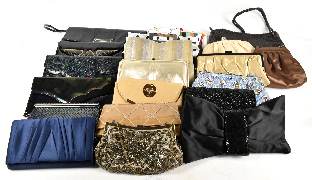 Nineteen vintage, mainly 1970s and 80s handbags including three Renata multicolour leather clutch