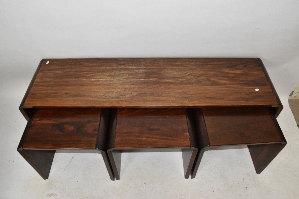 JENSEN FROKJAERAS; a modern rosewood nest of three tables and matching coffee table, the smaller - Image 3 of 5