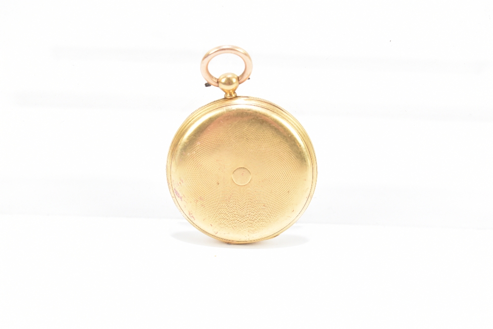 An early Victorian 18ct yellow gold open faced packet watch with Roman numerals to the circular - Image 2 of 4