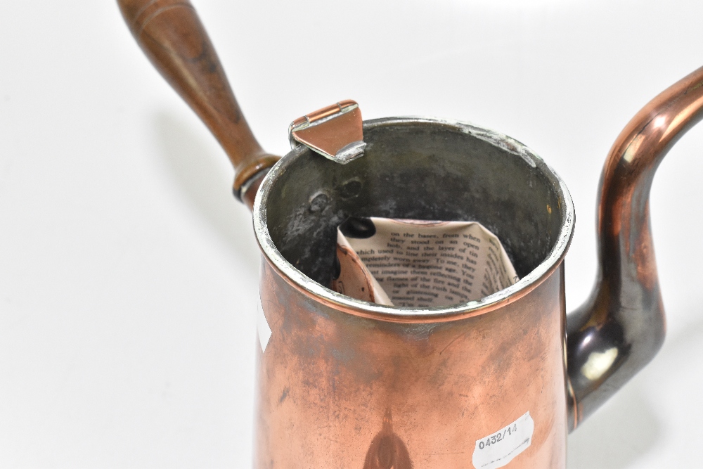 A 19th century copper tavern coffee pot, with wooden handle, height 27cm. - Image 5 of 6
