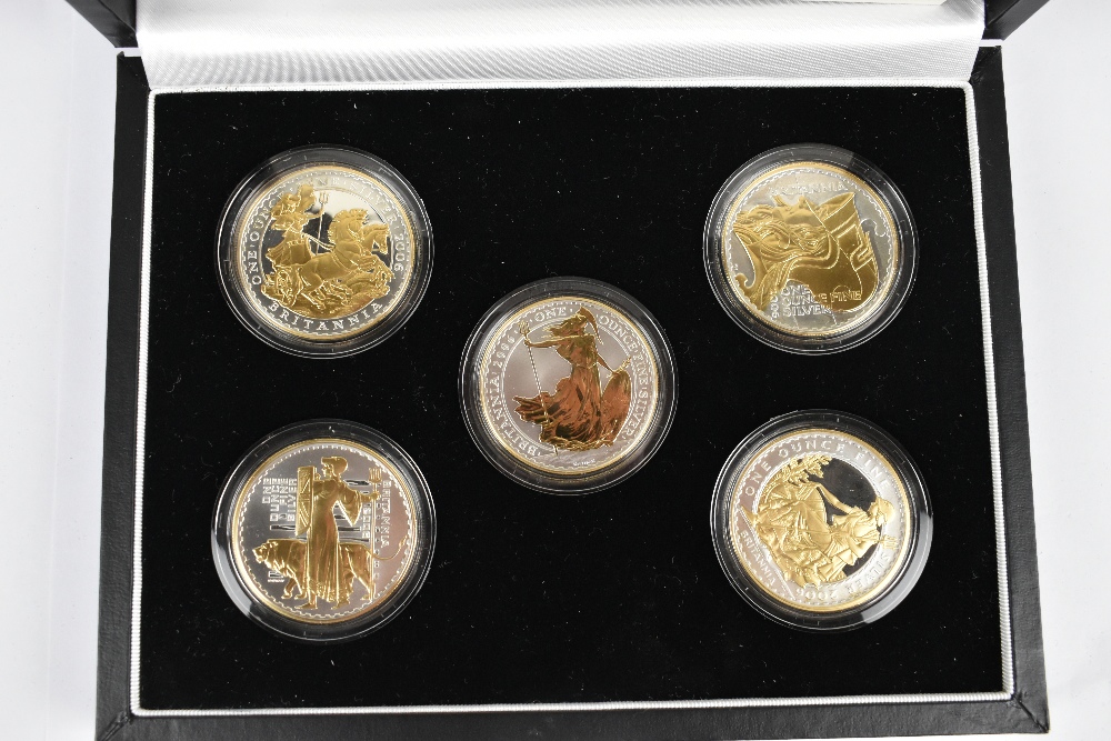 THE ROYAL MINT; a 2006 Britannia Golden Silhouette Collection, comprising five gold plated silver £2 - Image 2 of 2