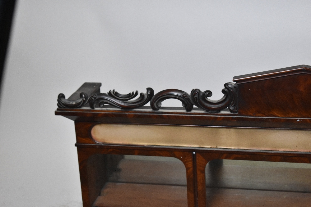 A set of Victorian mahogany wall mounted display shelves, probably originally from a shop, width - Image 2 of 4