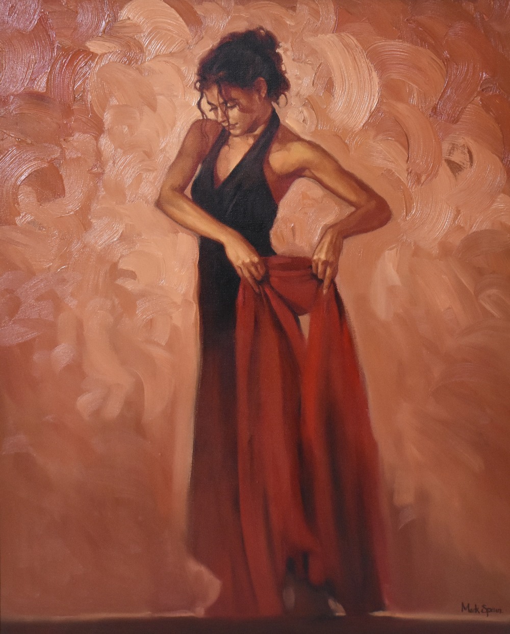 MARK SPAIN (born 1971); oil on canvas, 'Red Cape Held', signed, inscribed verso, with Washington - Image 2 of 4