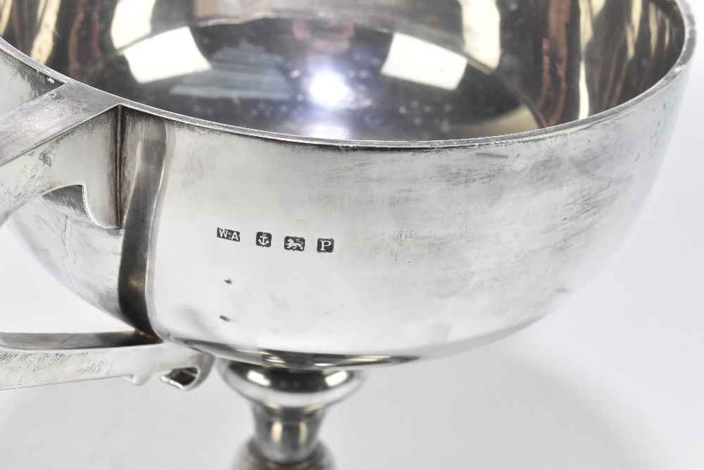 WILLIAM ADAMS LTD; a George VI hallmarked silver twin handled trophy cup with engraved - Image 4 of 4