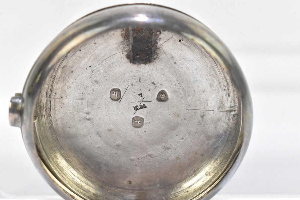 JOYCE OF WHITCHURCH; a George IV hallmarked silver pair cased pocket watch, the white enamel dial - Image 4 of 4