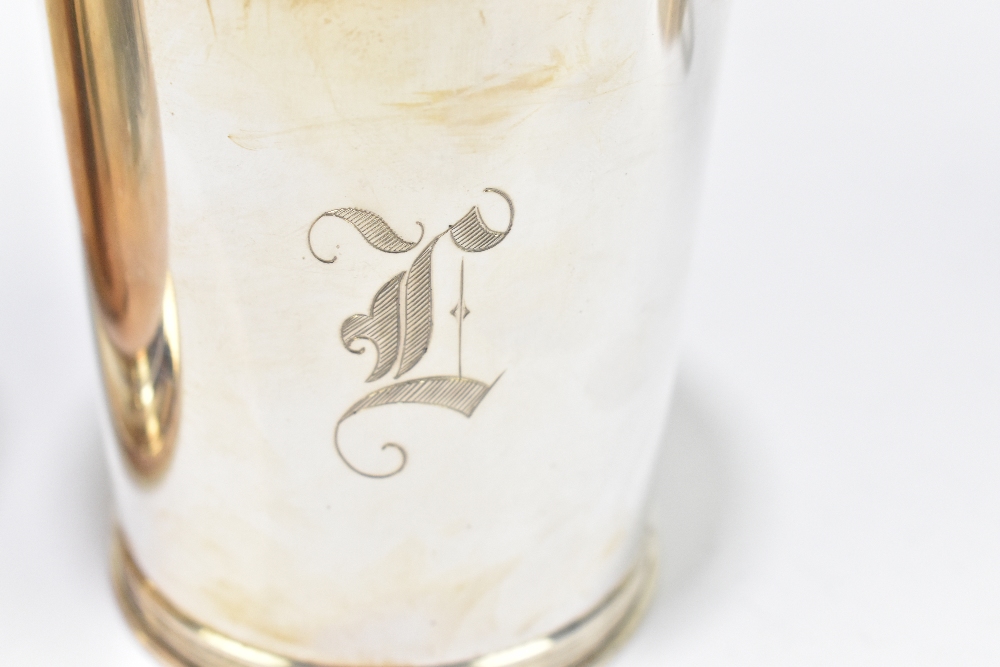 A George III hallmarked silver christening mug of cylindrical form with banded decoration and - Image 4 of 7