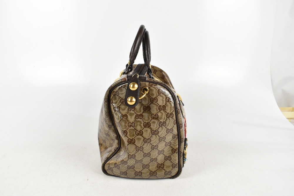 GUCCI; a Babouska Boston Hysteria GG crystal coated canvas monogram handbag, with 'Fable' - Image 4 of 6