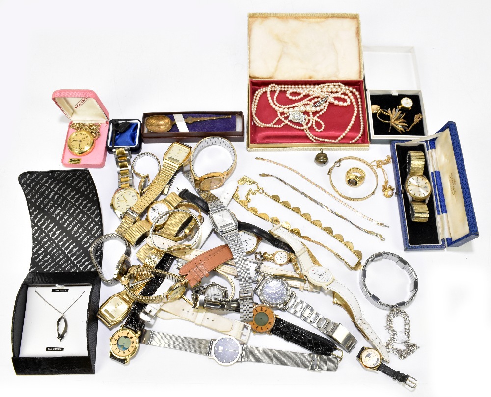 A small selection of assorted costume jewellery including a sterling silver necklace and pendant,