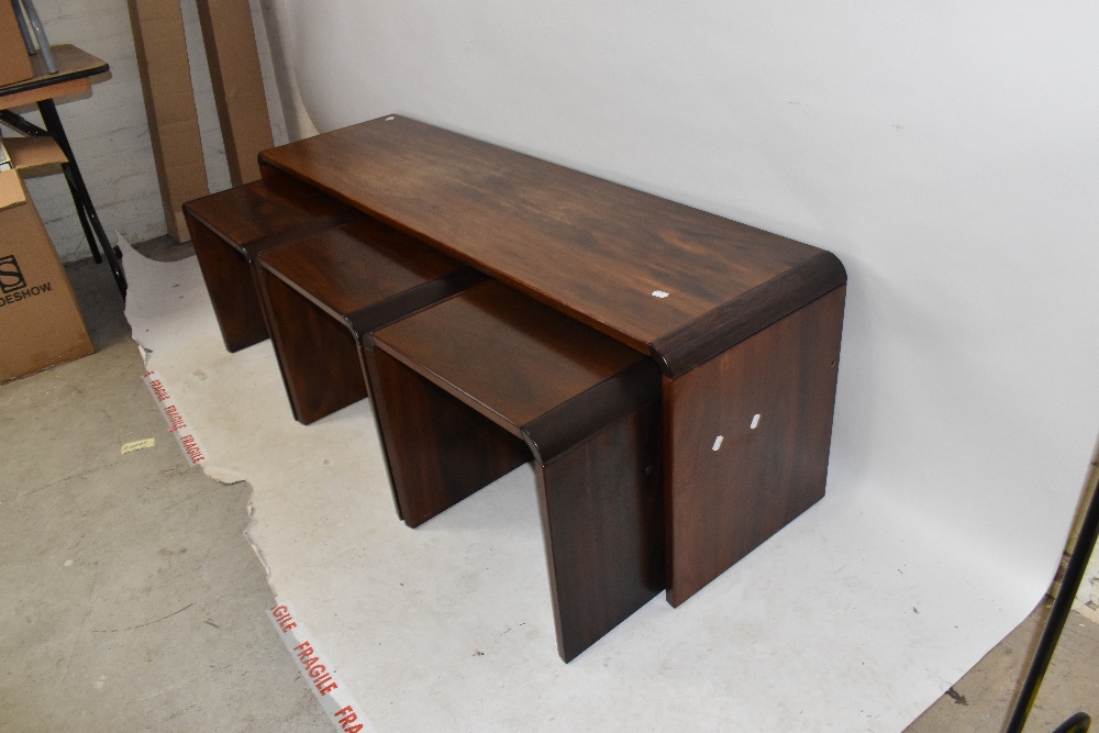JENSEN FROKJAERAS; a modern rosewood nest of three tables and matching coffee table, the smaller - Image 4 of 5
