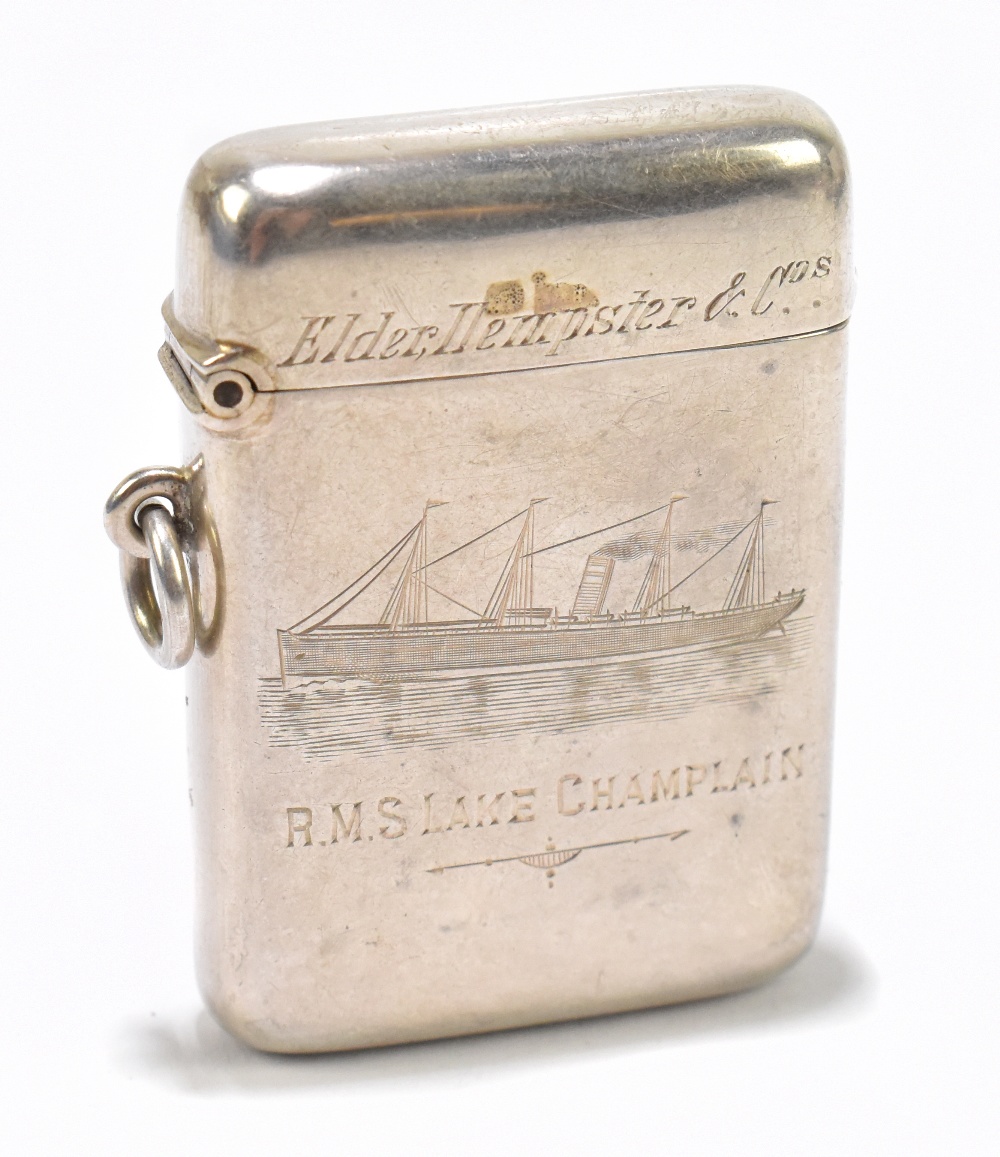 An unusual late Victorian hallmarked silver vesta case of rounded rectangular form, engraved with