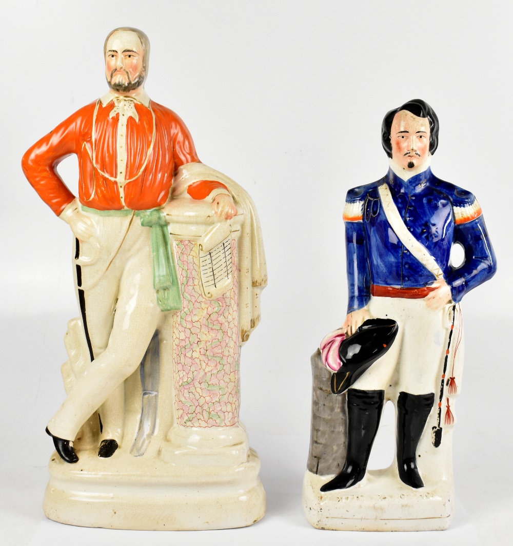 Two large 19th century Staffordshire figures, comprising Garibaldi modelled standing beside a