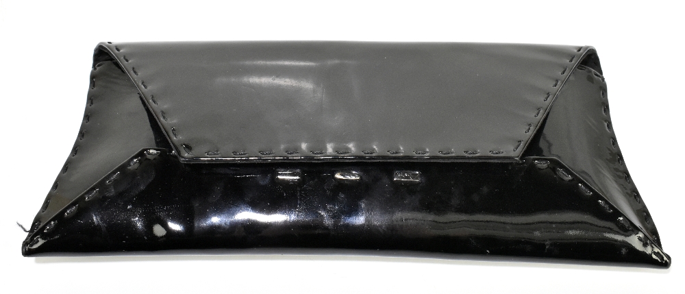 VBH; a black patent leather 'Stretch' clutch bag, 30 x 13cm, in original dustbagAdditional