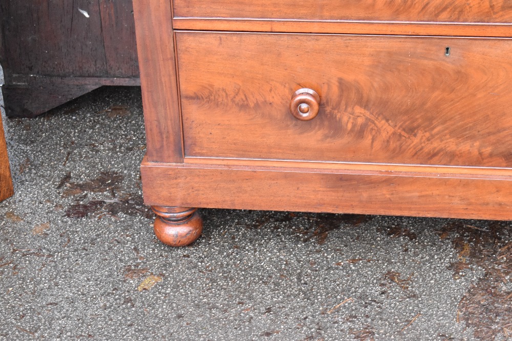 A 19th century mahogany chest, with two short and three long drawers, on turned feet, height 108cm - Image 2 of 5