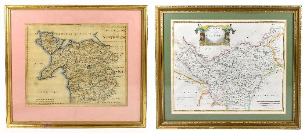 ROBERT MORDEN; a hand coloured engraved map, 'The County Palatine of Chester', 36 x 42.5cm, framed