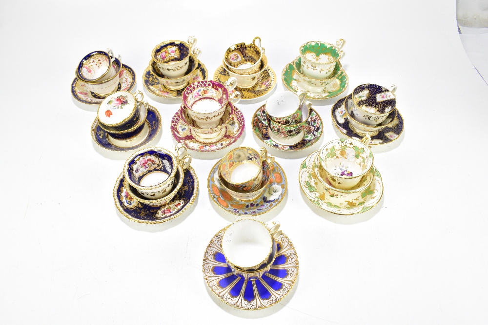 A collection of early 19th century porcelain trios including Imari decorated examples, Coalport - Image 2 of 6