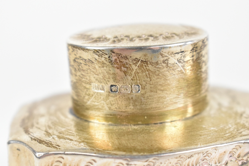 Three hallmarked silver tea caddies, comprising an Edwardian example with twin loop handles, - Image 2 of 4