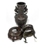 An early 20th century Japanese bronze koro, height 40cm. Additional InformationThe middle section is