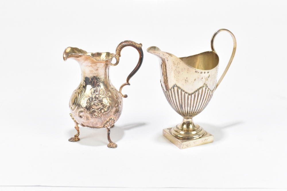 HIRONS & PLANTE (PROBABLY); a Victorian hallmarked silver helmet shaped cream jug with gilded - Image 2 of 4