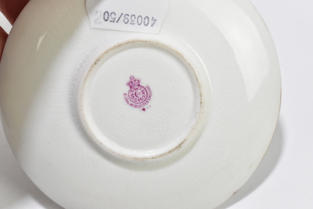 ROYAL WORCESTER; a hand painted cabinet cup and saucer decorated with roses by Twin, with a pink - Image 4 of 8