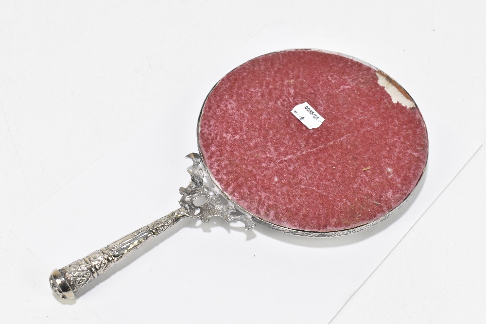 A Continental white metal dressing table mirror with embossed and cast decoration of grapevine - Image 2 of 2