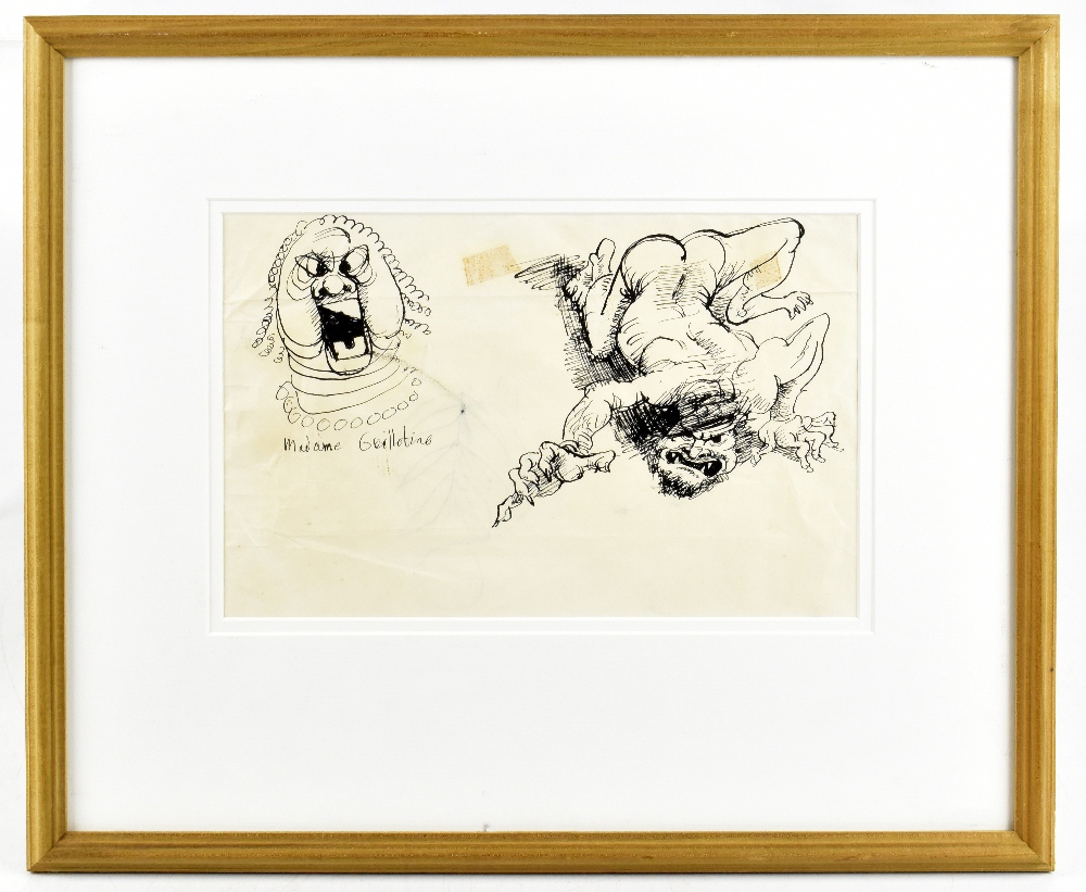 ROBERT OSCAR LENKIEWICZ (1941-2002); ink sketch, 'Madame Guillotine', signed on label dated 1964 and