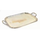 A George V hallmarked silver twin handled rectangular tray, Viners, Sheffield, 1931, 61.5ozt/