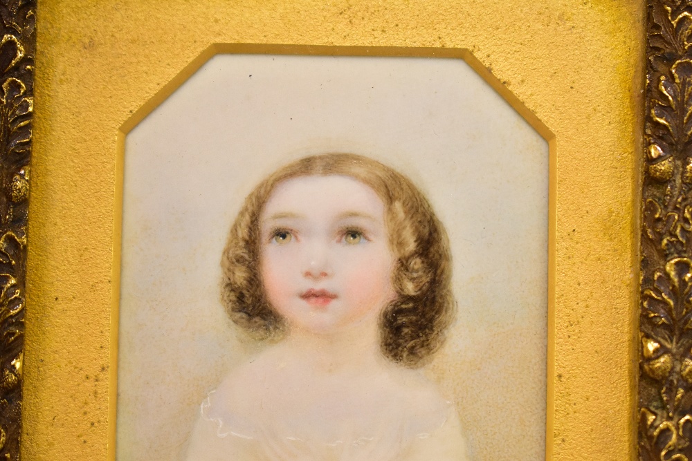 ENGLISH SCHOOL - LATE 19TH CENTURY; set of three watercolour miniatures on ivory, portraits of young - Image 6 of 8