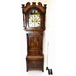 WM ROBERTS, LLANGEFNI; a large 19th century mahogany eight day longcase clock, the arch white