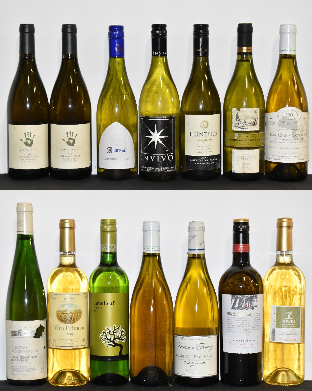 WHITE WINE; fourteen bottles of mixed white wine including one bottle Jane Hunter's, harvest date