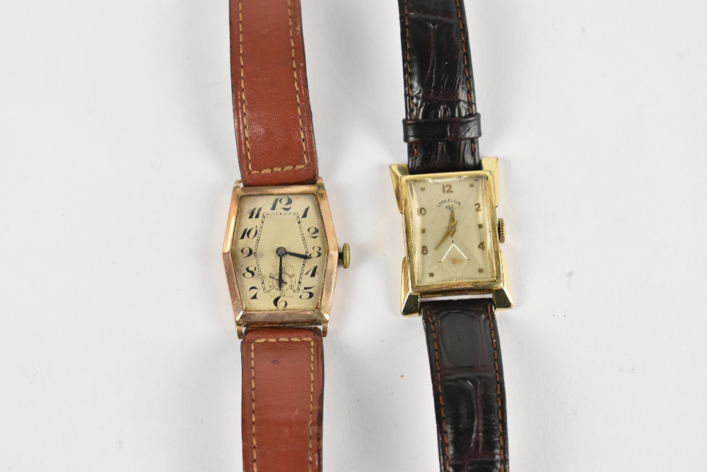 LORD ELGIN; a gentleman's 14ct gold plated wristwatch, the silvered dial set with Arabic numerals - Image 2 of 2