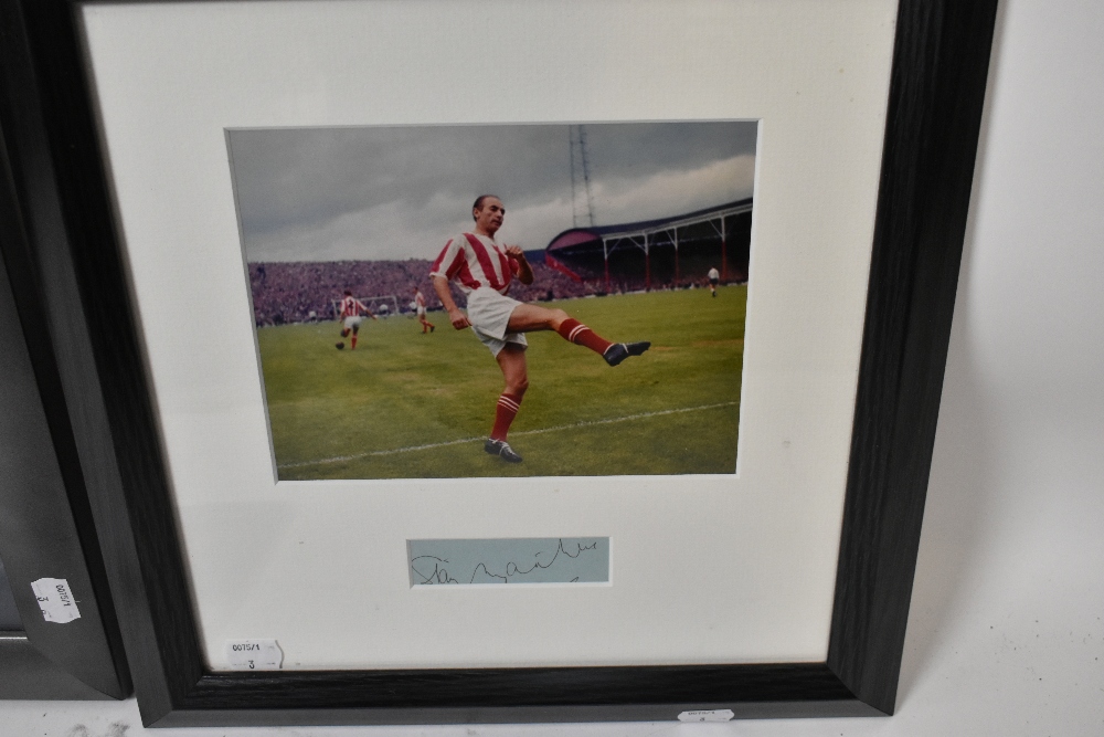 A framed montage depicting a photograph and signature of Sir Stanley Matthews, overall 29 x 28cm, - Image 3 of 3