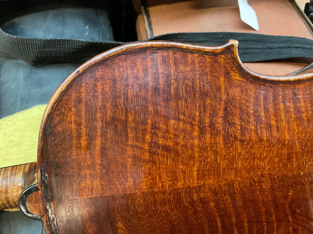 A full size violin labelled 'Vincentius Postiglione Me Fecit Neapoli 1886', with two-piece back, - Image 13 of 18
