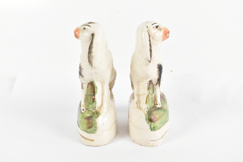 A pair of Victorian Staffordshire flatback rabbit figures, height 15cm.Additional InformationOne has - Image 2 of 4