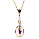 A 9ct gold amethyst set pendant, approx weight 0.9g.  (AF)