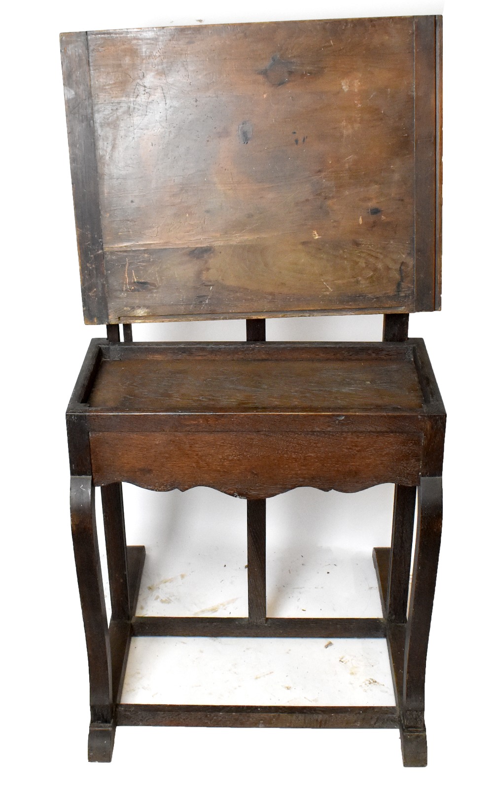 An unusual early 20th century artists easel/table, with adjustable rectangular panel above base - Image 4 of 4