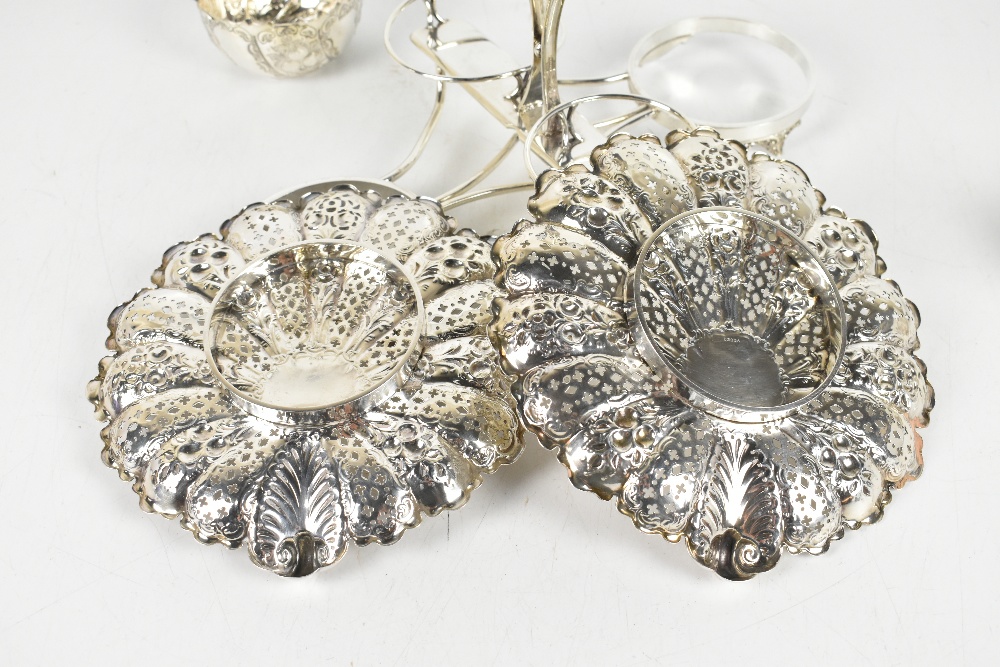 JAMES DIXON & SONS; a Victorian hallmarked silver strawberry and cream set with a pair of detachable - Image 4 of 5