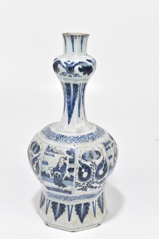 An 18th century Delft Dutch tulip vase, height 30cm.Additional InformationGlaze chipping throughout, - Image 2 of 5