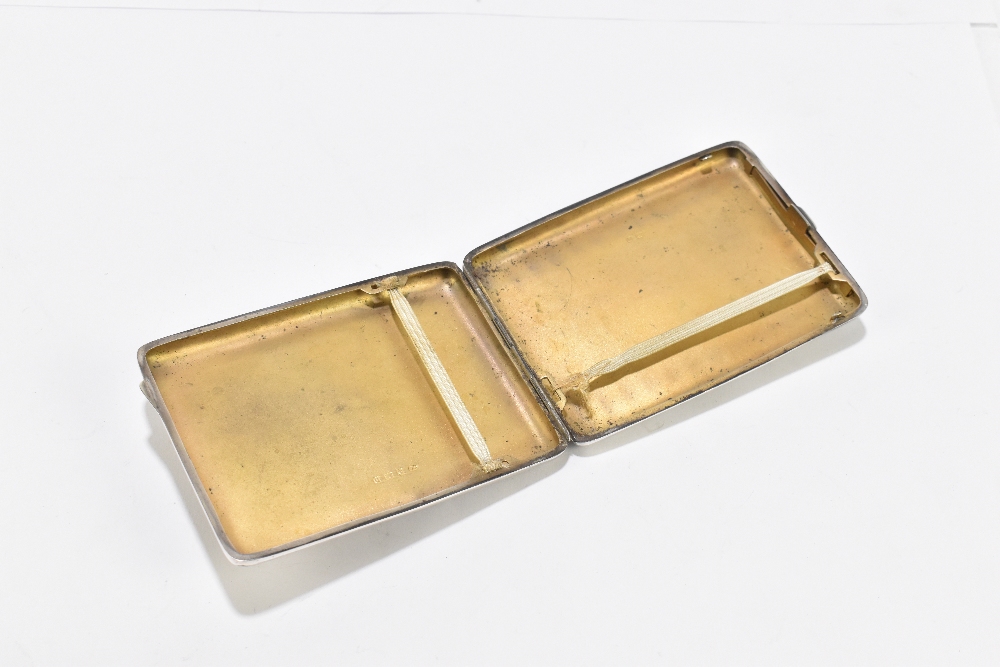 ROBERT CHANDLER; an George V hallmarked silver cigarette case of rectangular form with engine turned - Image 3 of 3