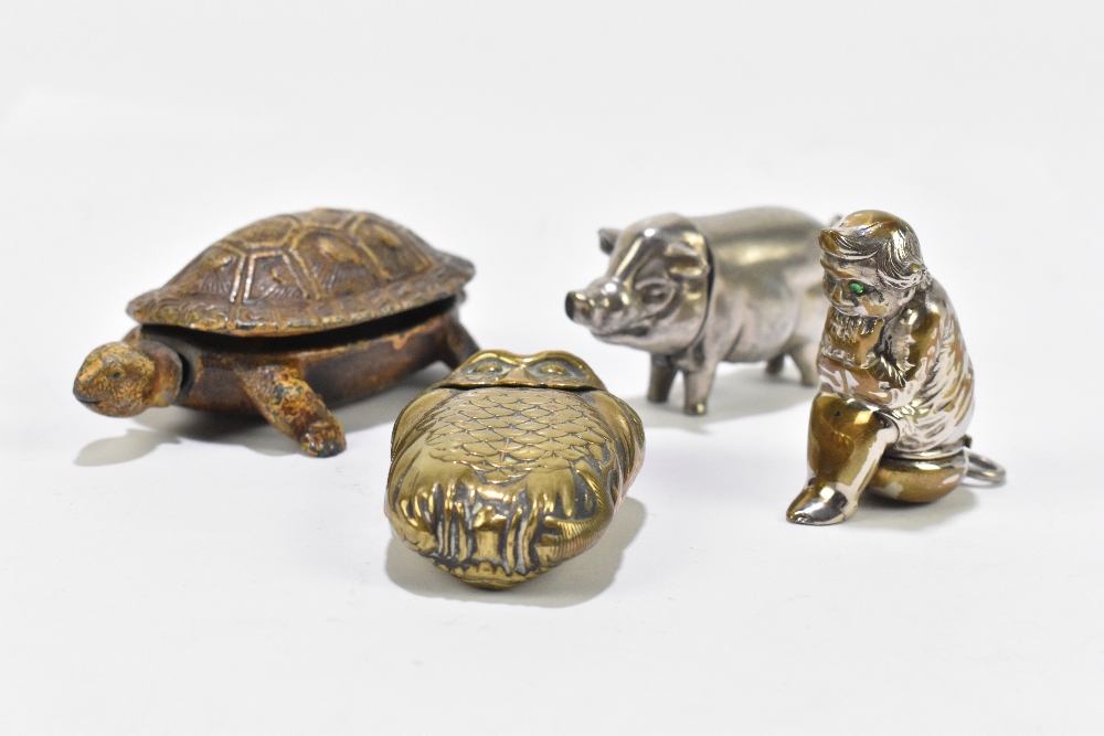 A collection of four late Victorian novelty vesta cases, including one modelled as a tortoise, a - Image 3 of 3