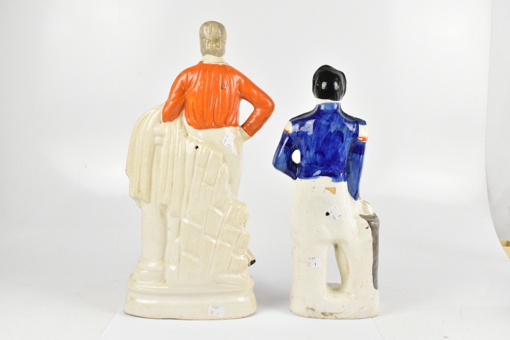 Two large 19th century Staffordshire figures, comprising Garibaldi modelled standing beside a - Image 2 of 3